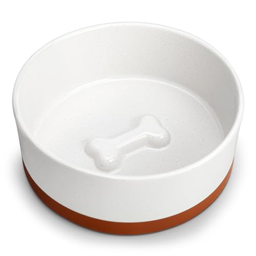 MALACASA Dog Bowls, Ceramic Dog Food and Water Bowls for Large Size Dogs, 6 Cups Capacity Pet Bowl for Large Dogs (L-6 Cups) - color: Vanilla White（1 PC）, size: L-6 Cups