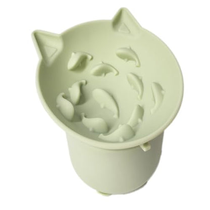 Elevated Cat Bowl, Silicone Dog Bowls for Food and Water, Wide Shallow Cat Food Dish, Whisker Fatigue, Lead & Cadmium Free, Great Height for Pet(Green) - color: Green