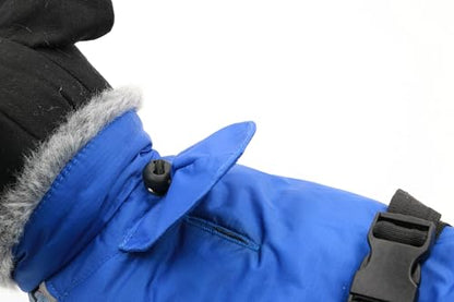 100% Waterproof Dog Coats Heavy-Duty Dogs Jackets with Warm Fleece Lining for Medium Large Golden Retriever Winter Dogs Clothes with Adjustable Buckle & Reflective Strap, Blue - color: Blue, size: Large