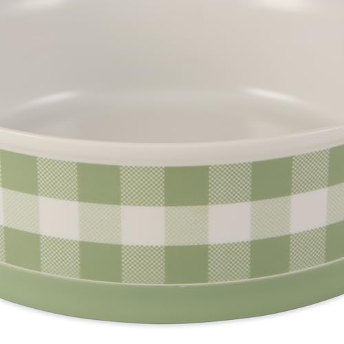 Bone Dry Ceramic Food Bowls, Non-Slip & Dishwasher Safe, Medium Set, 6x2 Desert Sage Check - color: Desert Sage Petite Check, size: Medium Set, 6x2"
