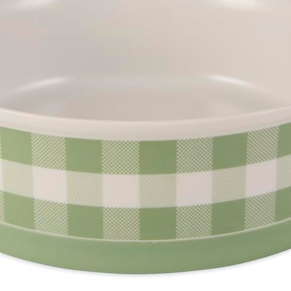 Bone Dry Ceramic Food Bowls, Non-Slip & Dishwasher Safe, Medium Set, 6x2 Desert Sage Check - color: Desert Sage Petite Check, size: Medium Set, 6x2"