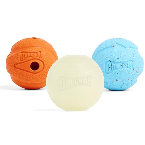 Chuckit Gen 1 Fetch Pack Dog Balls - Interactive Dog Toys, High-Bounce Fetch Ball, Floating Ultra and Rugged Balls, Durable - Size Medium, 2.5-inch Diameter, Set of 3 - size: Medium (2.5"), style: Fetch Pack 1