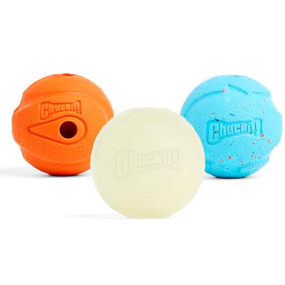 Chuckit Gen 1 Fetch Pack Dog Balls - Interactive Dog Toys, High-Bounce Fetch Ball, Floating Ultra and Rugged Balls, Durable - Size Medium, 2.5-inch Diameter, Set of 3 - size: Medium (2.5"), style: Fetch Pack 1