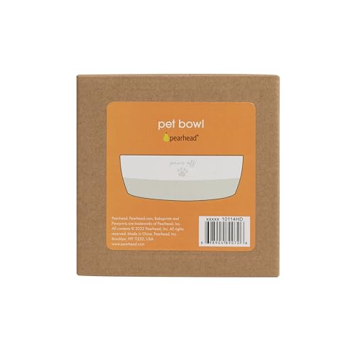 Pearhead Paws Off Ceramic Cat Bowl, Holds 1.3 Cups, Small Food and Water Bowl for Cats, Pet Dish, Microwave and Dishwasher Safe (Pack of 2) - color: Gray "Paws Off", size: Bowl Set
