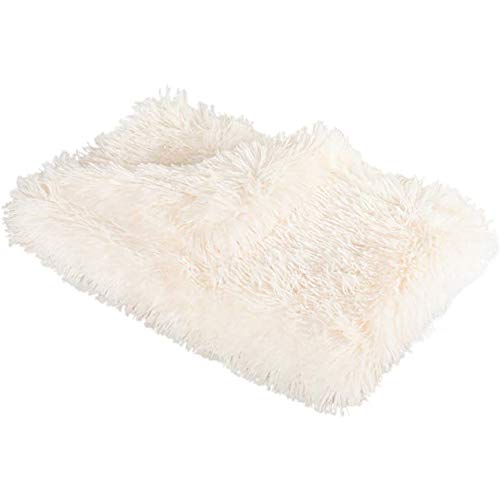 N+A Fluffy Pet Dog Blankets Soft Warm Fleece Throw Puppy Blanket Washable Plush Faux Fur Sleep Mat for Dog Cat Bed Couch Sofa Car (Medium (21" x 31"), White) - color: White, size: Medium ( 21" x 31" )