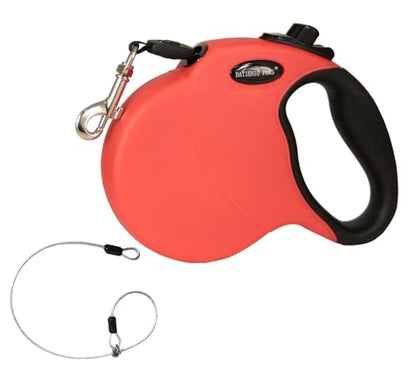 16Ft Chew Proof Retractable Dog Leash Anti-Chewing Wire Ropes Hands-Free Adjustable Safety Lock Durable Nylon Belt for Medium Dogs Red M - color: Red, size: Medium