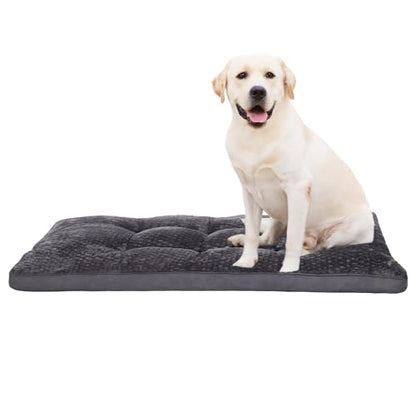 EMSLX Dog Bed, Washable Cozy Plush Dog Crate Beds, Soft Comfy Kennel Pad Anti Slip Pet Sleeping Mat for Large, Jumbo, Medium, Small Dogs Breeds (35.0 L x 22.0 W x 1.5 Th Inches, Dark Grey) - color: Dark Grey, size: 35.0 L x 22.0 W x 1.5 Th
