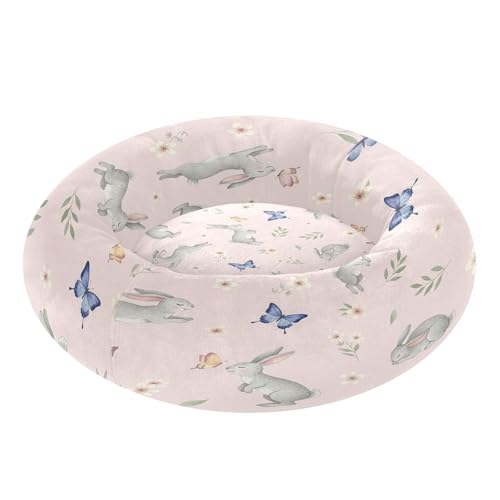 Round Cat Bed Dog Bed,15.7in Cute Rabbit Washable Non-Slip Bottom Soft Pet Bed for Small Medium Dogs and Cats - size: 15.7in