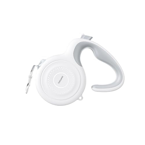 AutoBrake Retractable Dog Leash for Small and Medium Dogs, 360° Tangle-Free Dog Leash and 10Ft Strong Nylon Tape, Ergonomically Comfortable and Lightweight Grip Handle (White) - color: White, size: 10Ft