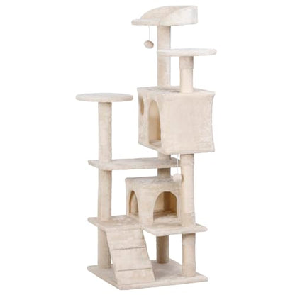 Nova Microdermabrasion 54 in Cat Tree Tower for Indoor Cats Multi-Level Cat Condo Cat Bed Furniture with Scratching Post Kittens Activity Center - color: Beige