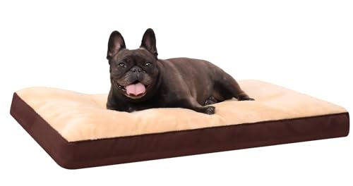 Dog Crate Bed Waterproof Deluxe Plush Dog Beds with Removable Washable Cover Anti-Slip Bottom Pet Sleeping Mattress for Large, Medium, Jumbo, Small Dogs, 29 x 18 inch, Brown - color: Brown, size: 29.0"L x 18.0"W x 3.0"Th