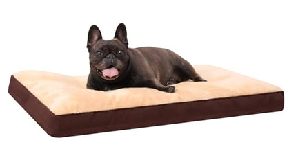 Dog Crate Bed Waterproof Deluxe Plush Dog Beds with Removable Washable Cover Anti-Slip Bottom Pet Sleeping Mattress for Large, Medium, Jumbo, Small Dogs, 29 x 18 inch, Brown - color: Brown, size: 29.0"L x 18.0"W x 3.0"Th