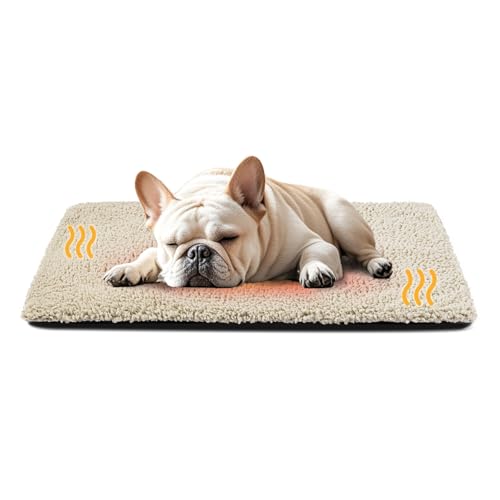 Dog Bed Mat Self Heating Pad for Medium Small Dogs, Dog House Bed Crate Pad for Sleeping Self Warming Pet Bed Puppy Blanket with Removable Washable Cover, Brown 36 Inches - color: Brown, size: L(36"x24"x1")