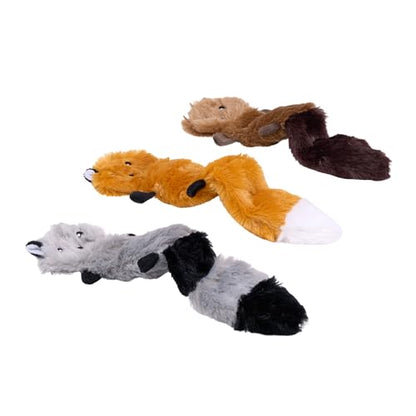 ZippyPaws Skinny Peltz - No Stuffing Dog Toy Pack to Keep Them Busy, for Small and Medium Dogs, Squeaky Pet Toys, Unstuffed Chew Toys, Soft Plush Variety Pack, Fox, Raccoon, and Squirrel - 11" - style: Fox, Raccoon, Squirrel
