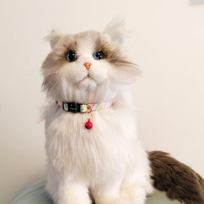 2 Pack Breakaway cat Collars with Bell,Safety Quick Release Pendant Cute Kitten Collar,Adjustable 20-30cm (Rainbow01, 20-30cm) - color: Rainbow01