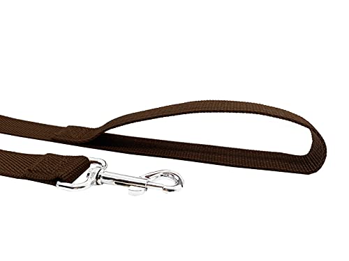 Nylon Dog Training Leash, Traction Rope, 4/5/6 Feet Long, 3/4 Inch 1 Inch Wide, for Small and Medium Dogs (1'' x 4 FT, Brown) - color: Brown, size: 1'' x 4 FT