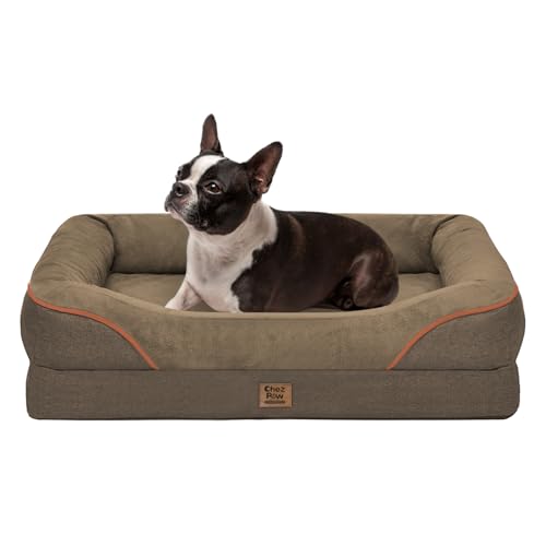 Washable Orthopedic Large Dog Bed - Big Dog Beds with Removable Waterproof Cover and Non-Slip Bottom XL Large Pet Beds with Bolster Extra Large Dogs Bed - color: Coffee, size: Large (36"L x 27"W x 7"Th)