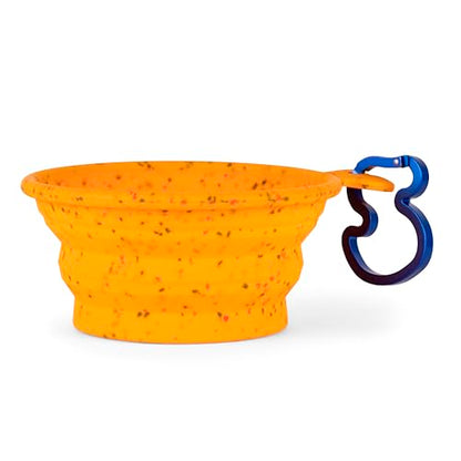The Dodo Collapsible Dog Bowl, Yellow; Travel Dog Bowl That Folds Flat and Clips with Carabiner for Easy Storage and Carry - color: Yellow