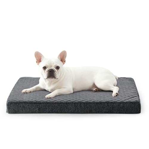 JOEJOY Orthopedic Dog Bed for Small Dogs, Washable Dog Crate Bed Small Sized with Removable Cover, Egg Memory Foam Pet Beds, Grey, 23"x17" - color: Grey, size: S(23"x17")