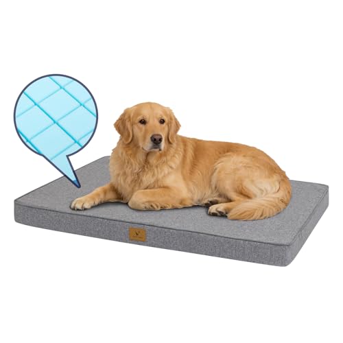 Flex Grid Memory Foam Dog Bed for Large Dogs, Large Washable Dog Bed with Removable Cover, Flex Grid Memory Foam Support & Anti-Slip Bottom, Joint Relief Pet Sleeping Mat for Dogs (Grey, Medium) - color: Grey, size: Medium