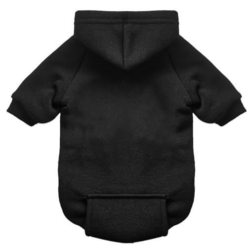 Jecikelon Winter Dog Hoodie Sweatshirts with Pockets Warm Dog Clothes for Small Dogs Chihuahua Coat Clothing Puppy Cat Custume (Black, X-Small) - color: Black, size: X-Small