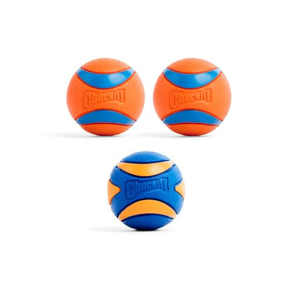 Chuckit! Ultra & Squeaker Ball Dog Toy - Medium Bouncy Fetch Balls for Dogs 20-60 lbs - Made from Durable Rubber - Floating Water Pet Toys - Size Medium - 2.5-inch Diameter - Pack of 3 - size: Medium, style: Squeaker & Ultra