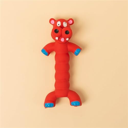 Squeaky Toy for Dogs, Cute Pet Chewing Teething Pet Toy Latex Chew Toys Convex Design for Puppy Small Medium Large Dogs, Interactive Dog Toys for Aggressive Chewers (Red) - color: Red hippo