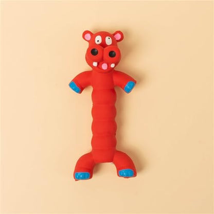 Squeaky Toy for Dogs, Cute Pet Chewing Teething Pet Toy Latex Chew Toys Convex Design for Puppy Small Medium Large Dogs, Interactive Dog Toys for Aggressive Chewers (Red) - color: Red hippo