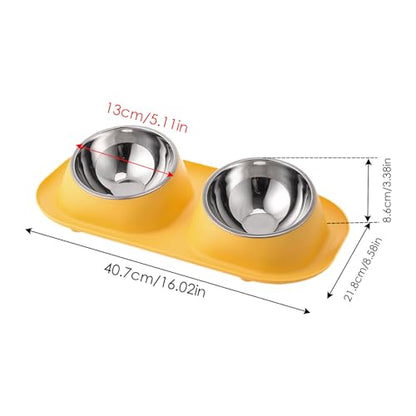 awakentti Double Dog Bowl, Stainless Steel Dog Bowl with No Spill No Skid Silicone Mat,Not Easy to Break, Pet Bowls & Dog Water Bowls for Small Puppies, Cats, Dogs and Medium Pets (Yellow) - color: Yellow