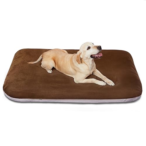 Super Soft Large Dog Bed Orthopedic Pet Beds 39 Inch Washable Anti Slip Dog Sleeping Mattress with Removable Cover, Dark Brown L - color: Dark Brown, size: 39.0"L x 33.5"W x 4.0"Th
