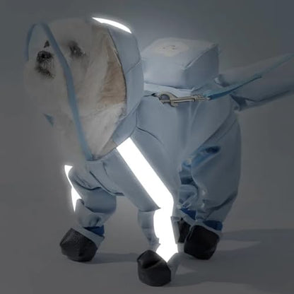 Dog Raincoat with Boots,Waterproof Dog Raincoats with Hood,Raincoat with Reflective Strap, Lightweight Rain Jacket with Leash Hole (Blue Cloud (Detachable Tail), XS (1-3lb)) - color: Blue Cloud (detachable tail), size: XS (1-3lb)