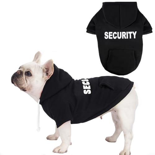 Dog Basic Hoodie Soft Dog Clothes Cold Weather Sweaters for Medium Large Dogs Cozy Fabric Warm Sweatshirt with Leash Hole for Boys (Security, Large (20-35 lbs)) - color: Security, size: Large (20-35 lbs)