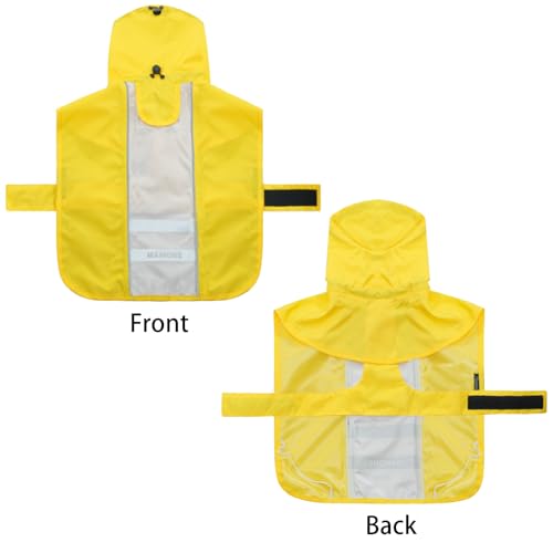 Adjustable Dog Raincoat, Waterproof Dog Rain Jacket for Small Medium Large Dogs,Reflective Lightweight Pet Rain Coat with Leash Hole(Yellow&White, Medium) - color: Yellow&White, size: Medium(13-22lb)