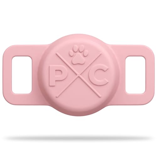 Pup Culture Airtag Cat Collar Holder - Extra-Durable, Lightweight, Protective - Track Your Cat with Apple AirTag Technology - color: Pink