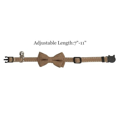 Breakaway Cat Collar, Removable Bowtie, Clear Bell, Safe Release, Quick Release.(Solid Brown) - color: Solid Brown