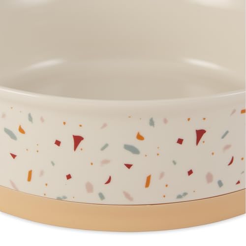 Bone Dry Ceramic Food Bowls, Non-Slip & Dishwasher Safe, Small Set, 4.25x2 Terrazzo - color: Terrazzo, size: Small Set, 4.25x2"