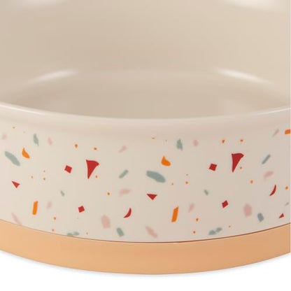 Bone Dry Ceramic Food Bowls, Non-Slip & Dishwasher Safe, Large Set, 7.5x2.4 Terrazzo - color: Terrazzo, size: Large Set, 7.5x2.4"