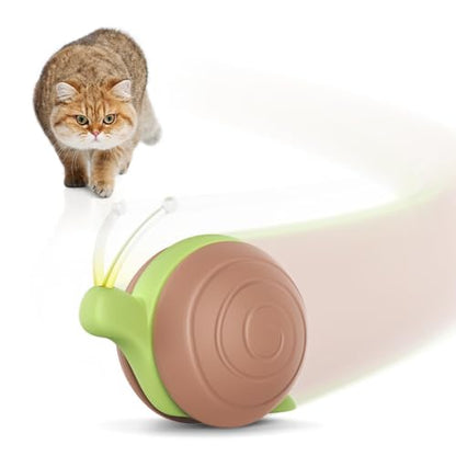 Cheerble Interactive Cat Toy for Indoor Cats, Wicked Snail Kitten Toys, Automatic Cat Toys with LED Lights, Rechargeable Moving Toys for Cats, Smart Stimulating Electric Pet Toy (Brown) - color: Brown