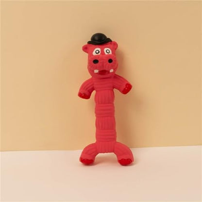 Squeaky Toy for Dogs, Cute Pet Chewing Teething Pet Toy Latex Chew Toys Convex Design for Puppy Small Medium Large Dogs, Interactive Dog Toys for Aggressive Chewers (Red Hippo) - color: Red hooded hippo