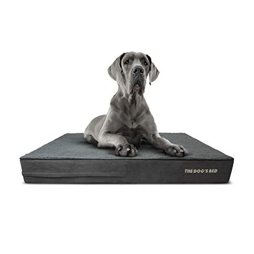 The Dog’s Bed Orthopedic Memory Foam Dog Bed for XXL Dogs, Waterproof Washable Cover, Anti-Slip Base, Calming Surface – CertiPUR-Certified Foam, Grey Plush, 6 Inch Thick - color: Grey Plush, size: XXL Beds (6" deep)