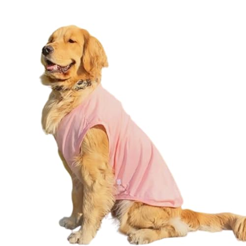 Pink XL Dog Shirt for Girl Boy Solid Cotton Dog T-Shirt Summer Basic Tank Top Breathbal Sleeveless Doggy Vest Cooling Pet Clothes for Large Breed 85-110 LB (Pink1, 8XL) - color: Pink1, size: 8XL (82-110 lbs)