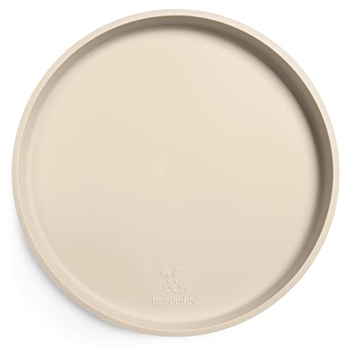 DogBuddy Dog Food Mat - Waterproof Dog Bowl Mat, Silicone Pet Mat for Food and Water Bowls, Nonslip Pet Feeding Mat with Edges, Dogs Food Mats for Floors, Puppy Supplies (White Sand) - color: White Sand, size: 10 Inch (Pack of 1)