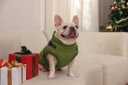 Dog Jackets for Winter Windproof Waterproof 2 in 1 Outfit Cold Weather Coat Dog Vest Harness Puppy Winter Warm Jacket Green M - color: ArmyGreen, size: Medium