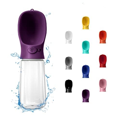 WePet Portable Dog Water Bottle, 19 OZ, Leak Proof Puppy Water Dispenser with Drinking Feeder for Pets Outdoor Walking, Hiking, Travel, Food Grade Plastic - color: #05 Violet, size: 19 oz