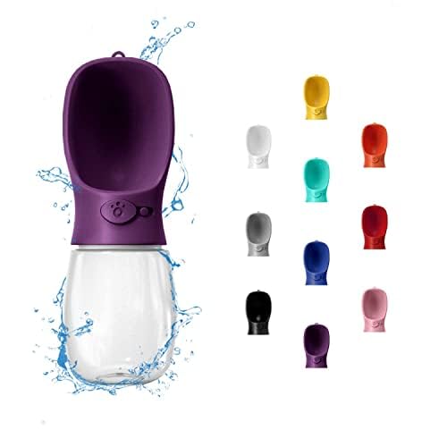 WePet Portable Dog Water Bottle, 12 OZ, Leak Proof Puppy Water Dispenser with Drinking Feeder for Pets Outdoor Walking, Hiking, Travel, Food Grade Plastic - color: #05 Violet, size: 12 oz