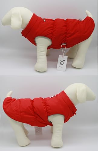 Warm Dog Coat Jacket with Detachable Hood Harness Hole Winter Coat Pet Clothes Dog Cold Weather Coats Cozy Snow Jacket Vest for Small Medium Large Dogs - Blake (Red, Large) - color: Red, size: Large