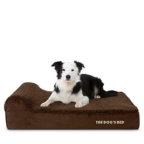 The Dog’s Bed Orthopedic Memory Foam Dog Bed with Headrest, Calming Surface – CertiPUR-Certified Foam, Plush Fabric, Brown Plush, Large, 6-Inch - color: Brown Plush, size: Large (6" deep)