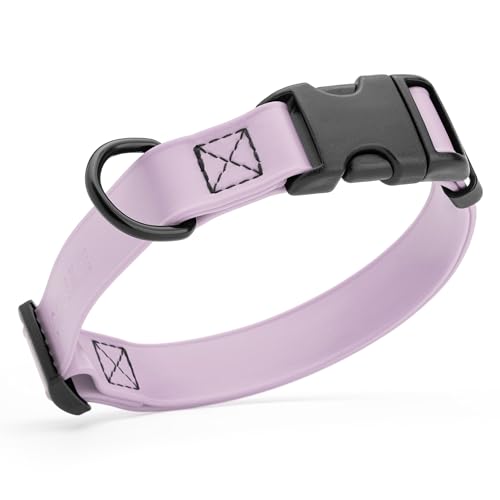 Dogline Biothane Waterproof Dog Collar with Quick Release Buckle Strong Coated Nylon Webbing with Odor- Proof for Easy Care Easy to Clean Fits Small Medium Large Dogs, Lavender 3/4" W 12-19" L - color: Pastel Purple, size: 3/4"W by 12-19"L