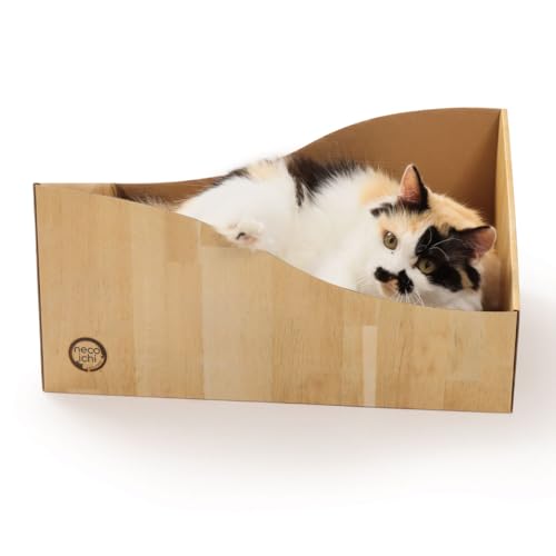 Hideaway Cat Scratcher Box for Indoor Cats - Cat Scratching Board, Horizontal Cat Scratch Pad Lounger with Reversible Usability and Extra Comfort for Lounge(Oak) - color: Oak