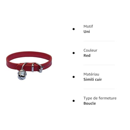 Red Leather Pet Collars for Cats,Baby Puppy Dog,Adjustable 8"-10.5" Kitten Collar with Bell - color: Red